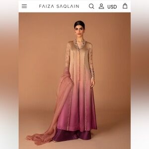 Pakistani Designer Faiza Saqlain evening formal long dress